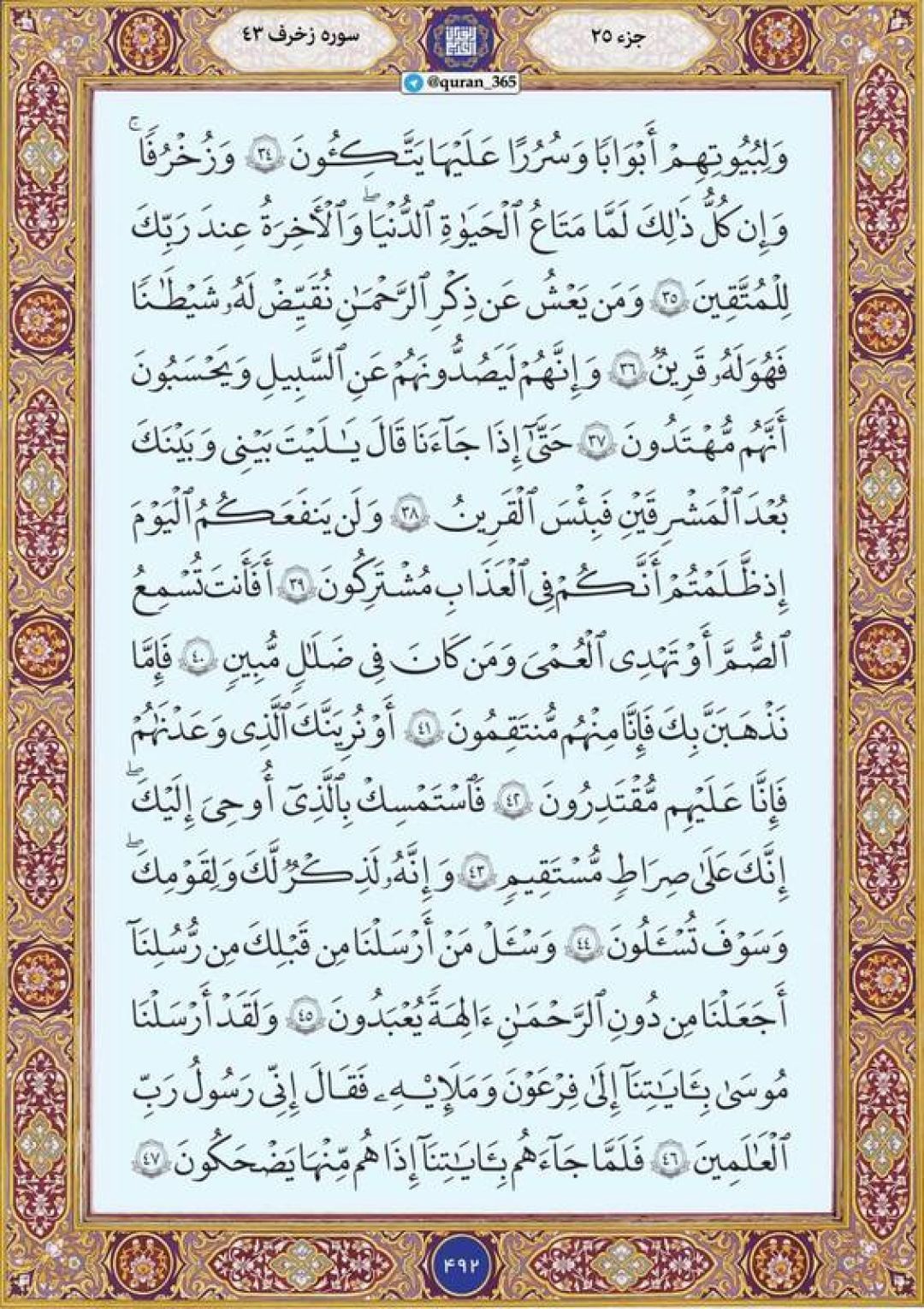 جمعه را با صفحه ۴۹۲ قرآن آغاز میکنیم